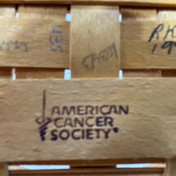 Longaberger Handwoven Basket With Handle & Plastic Liner  American Cancer Societ - Picture 8 of 12